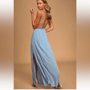 Lulus Slate Blue Maxi Dress - Lost in Paradise